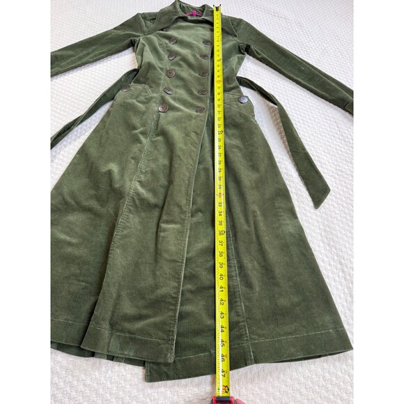 Betsy Johnson Corduroy Double Breasted Trench Coat VTG | Green | Size XS - Picture 15 of 16